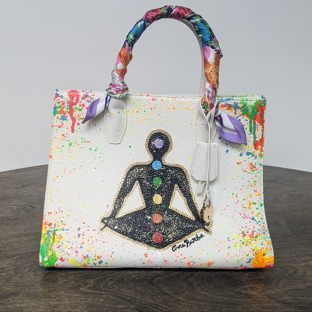 Anca Barbu Sophia Chakras Bright NWOT Handbag Purse Bag Top Handle - Picture 2 of 16
